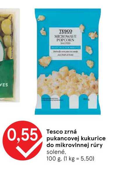 Tesco zrná pukancovej kukurice do mikrovlnnej rúry solené, 100 g