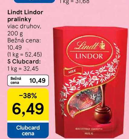 Lindt Lindor pralinky viac druhov 200 g 