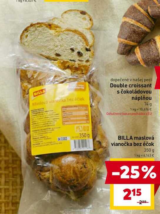 BILLA maslová vianočka bez éčok 350 g 