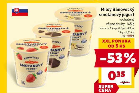 Milsy Bánovecký smotanový jogurt ochutený rôzne druhy, 145 g