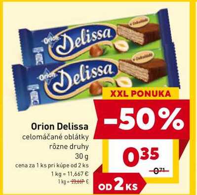 Orion Delissa celomáčané oblátky rôzne druhy 30 g 