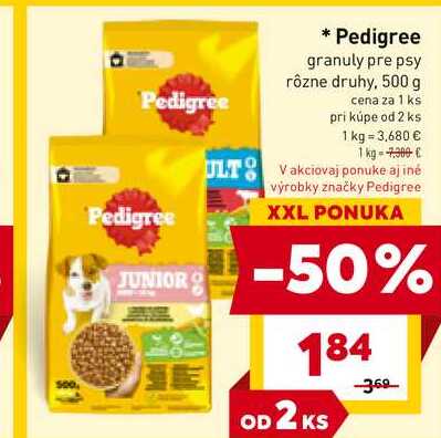 Pedigree granuly pre psy rôzne druhy, 500 g 