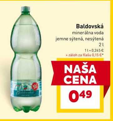 Baldovská minerálna voda jemne sýtená, nesýtená 2l