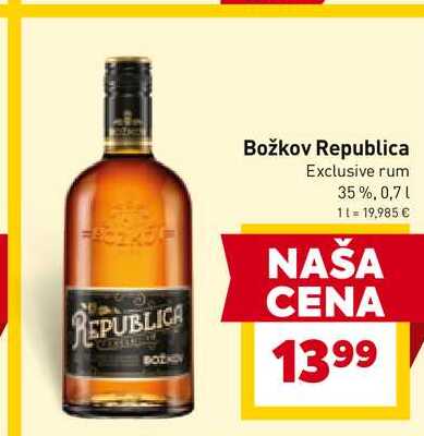 Božkov Republica Exclusive rum 35%, 0,7L v akcii