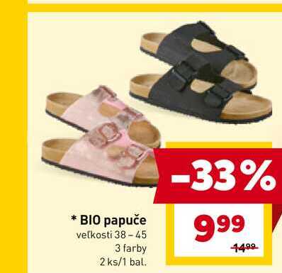 BIO papuče veľkosti 38-45 3 farby 2 ks/1 bal. 