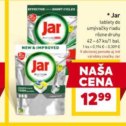 Jar tablety do umývačky riadu rôzne druhy 42-67 ks