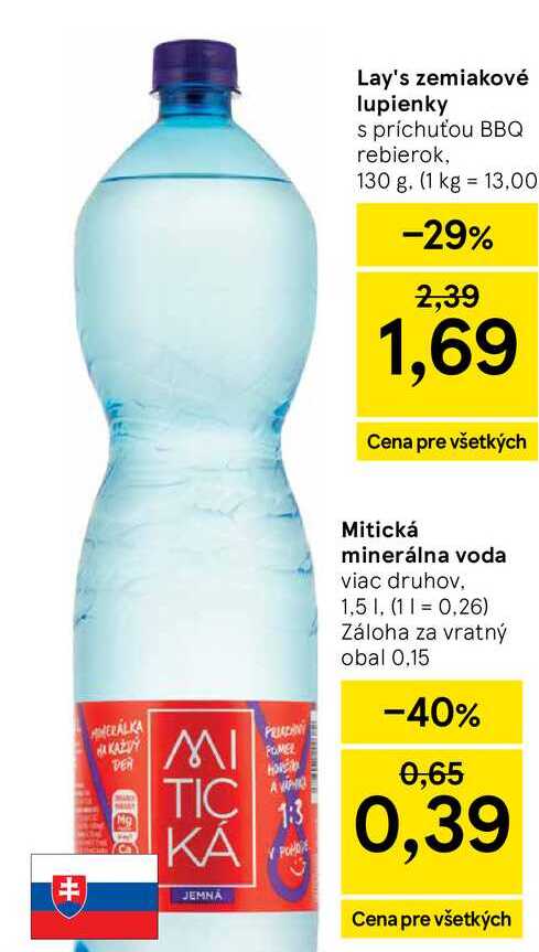 Mitická minerálna voda viac druhov 1,5 l v akcii