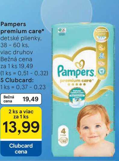 Pampers premium care detské plienky 38 - 60 ks