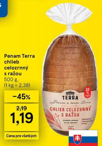 Penam Terra chlieb celozrnný s ražou 500 g