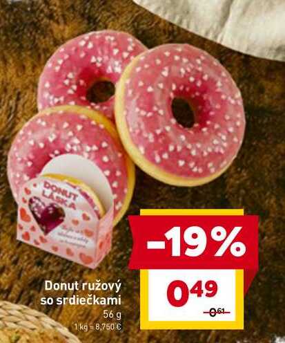 Donut ružový so srdiečkami 56 g