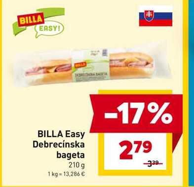 BILLA Easy Debrecínska bageta 210 g 
