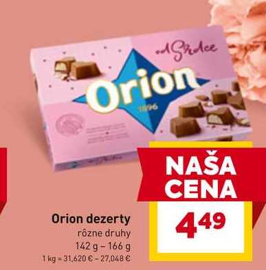 Orion dezerty rôzne druhy 142 g-166 g 