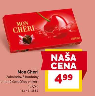 Mon Chéri čokoládové bonbóny plnené čerešňou v likéri 157,5 g