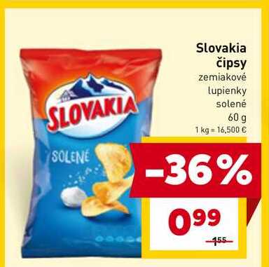 Slovakia čipsy zemiakové lupienky solené 60 g