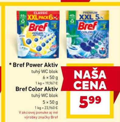 Bref Color Aktiv tuhý WC blok 5 x 50 g