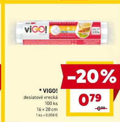 VIGO! desiatové vrecká 100 ks 16 x 28 cm 