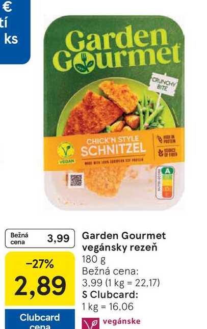 Garden Gourmet vegánsky rezeň 180 g