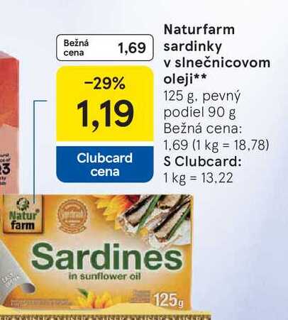 Naturfarm sardinky v slnečnicovom oleji 125 g 