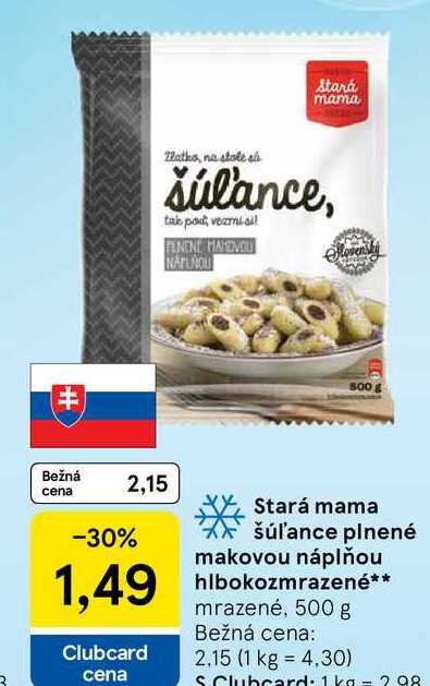 Stará mama šúľance plnené makovou náplňou hlbokozmrazené 500 g