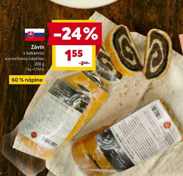 Závin s kakaovou a orechovou náplňou 200 g 