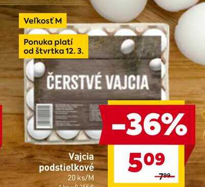 Vajcia podstielkové 20 ks/M 