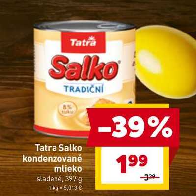 Tatra Salko kondenzované mlieko sladené, 397 g