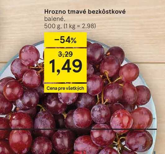 Hrozno tmavé bezkôstkové balené 500 g