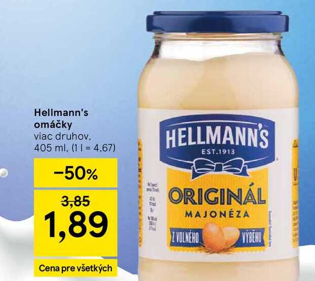 Hellmann's omáčky viac druhov 405 ml
