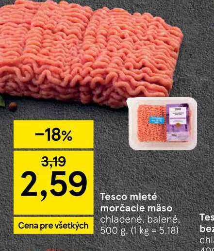 Tesco mleté morčacie mäso chladené, balené,  500 g