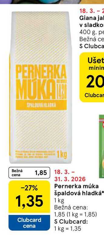 Pernerka múka špaldová hladká 1 kg 