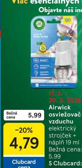 Airwick osviežovač vzduchu elektrický strojček + náplň 19 ml 