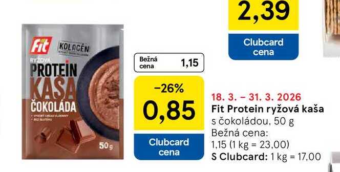 Fit Protein ryžová kaša s čokoládou, 50 g 