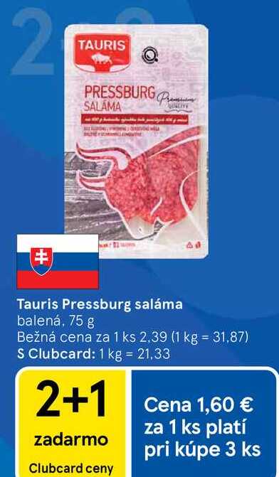 Tauris Pressburg saláma balená, 75 g