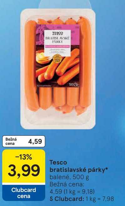 Tesco bratislavské párky balené, 500 g