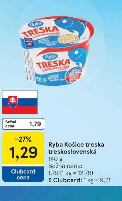Ryba Košice treska treskoslovenská 140 g 
