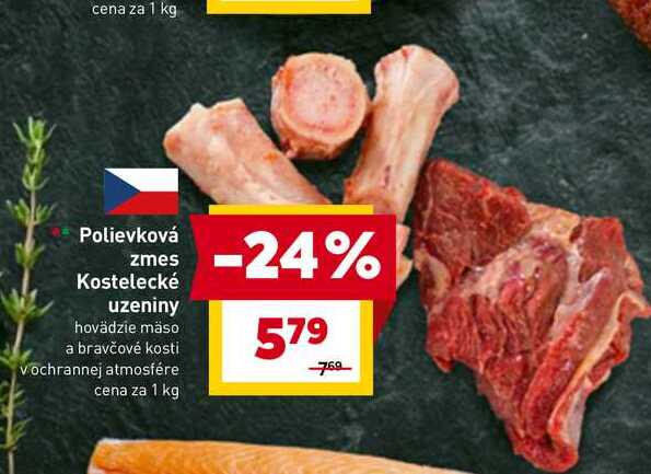 Kostelecké uzeniny hovädzie mäso a bravčové kosti vochrannej atmosfére cena za 1 kg