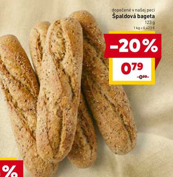 Špaldová bageta 123 g 