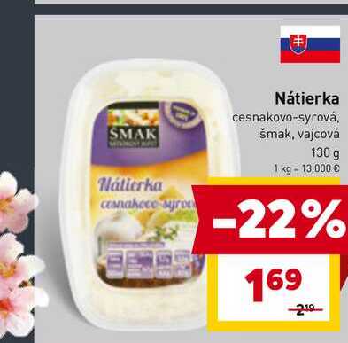 Nátierka cesnakovo-syrová, šmak, vajcová 130 g 