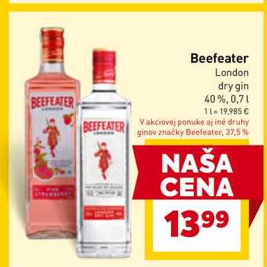 Beefeater London dry gin 40%, 0,7l v akcii