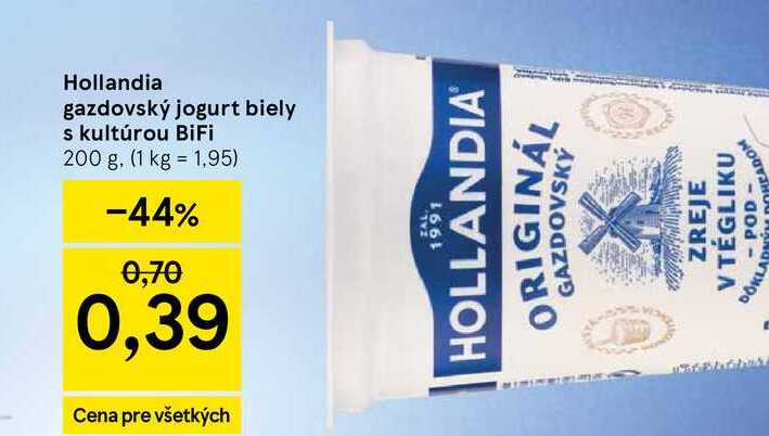 Hollandia gazdovský jogurt biely s kultúrou BiFi 200 g