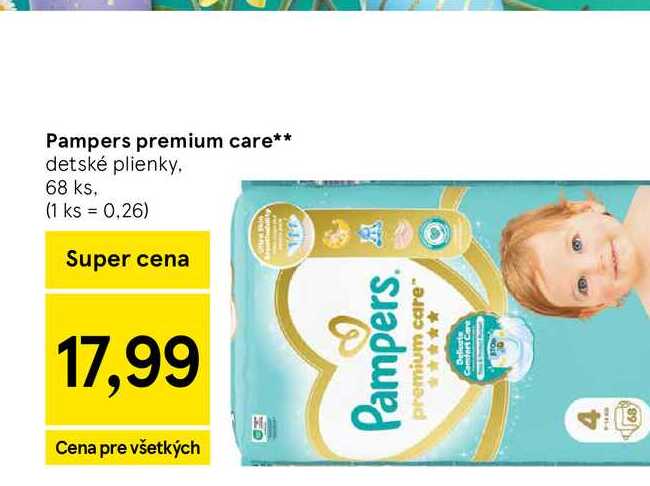 Pampers premium care detské plienky 68 ks