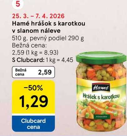 Hamé hrášok s karotkou v slanom náleve 510 g