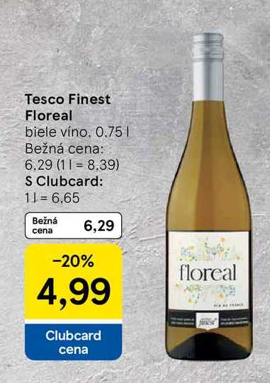 Tesco Finest Floreal biele víno, 0,75 l