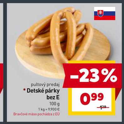Detské párky bez E 100 g