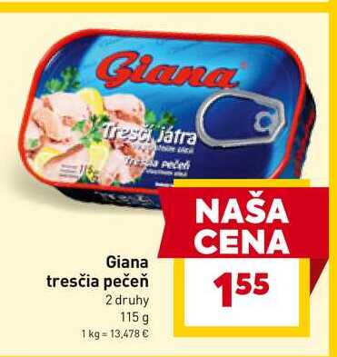 Giana tresčia pečeň 2 druhy 115 g 