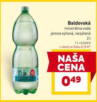 Baldovská minerálna voda jemne sýtená, nesýtená 2l v akcii