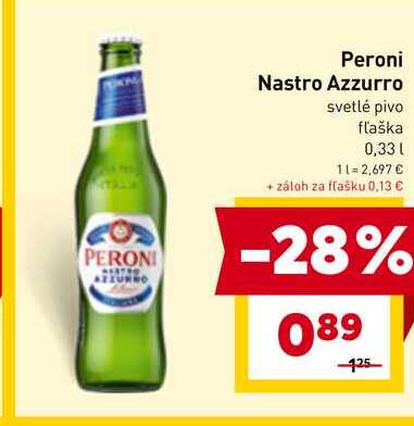 Peroni Nastro Azzurro svetlé pivo fľaška 0,33 l v akcii
