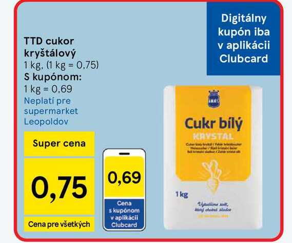 TTD cukor kryštálový 1 kg v akcii