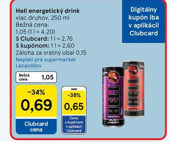 Hell energetický drink viac druhov, 250 ml 