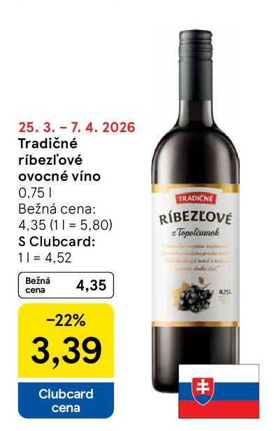 Tradičné ríbezľ'ové ovocné víno 0,75l